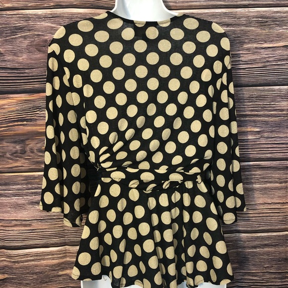 Evening by ECI black gold polka dot blouse - Picture 3 of 5